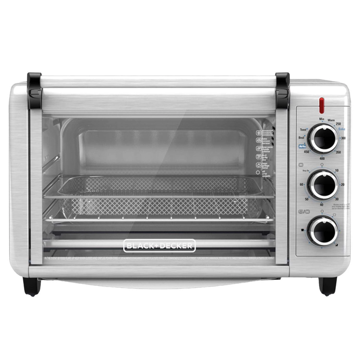 Black & Decker Black+Decker Crisp 'N Bake Stainless Steel Black/Silver 6 Slot Toaster Oven W/Air Fry 11.2 In. H X 1 3 Black & Decker Black+Decker Crisp 'N Bake Stainless Steel Black/Silver 6 Slot Toaster Oven W/Air Fry 11.2 In. H X 1