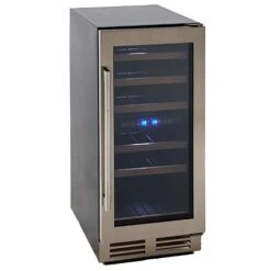 Avanti Designer 28 Bottle Black/Silver Stainless Steel Wine Cooler 750 W