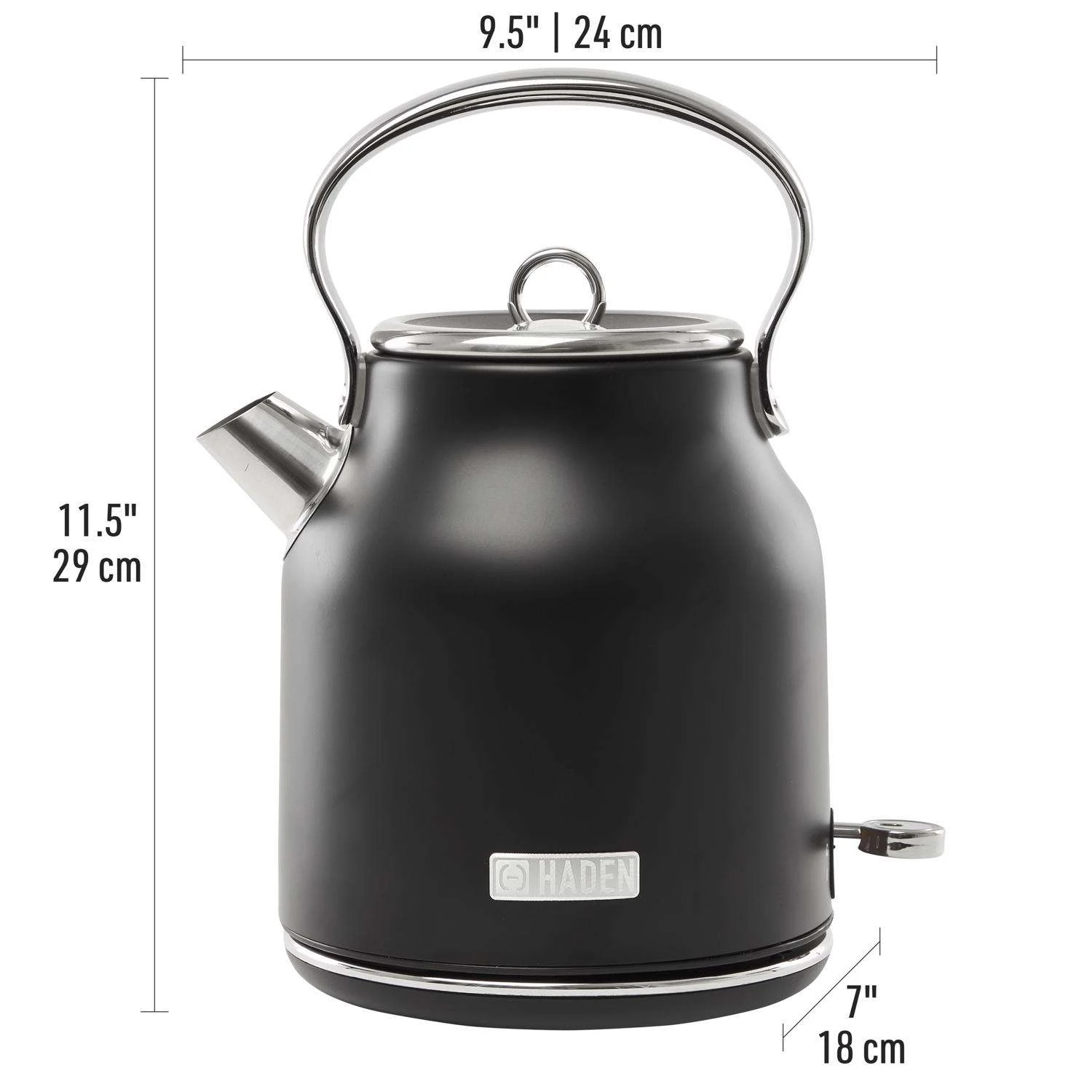 Haden Heritage Black Retro Stainless Steel 1.7 L Electric Tea Kettle 6 Haden Heritage Black Retro Stainless Steel 1.7 L Electric Tea Kettle - Image 4