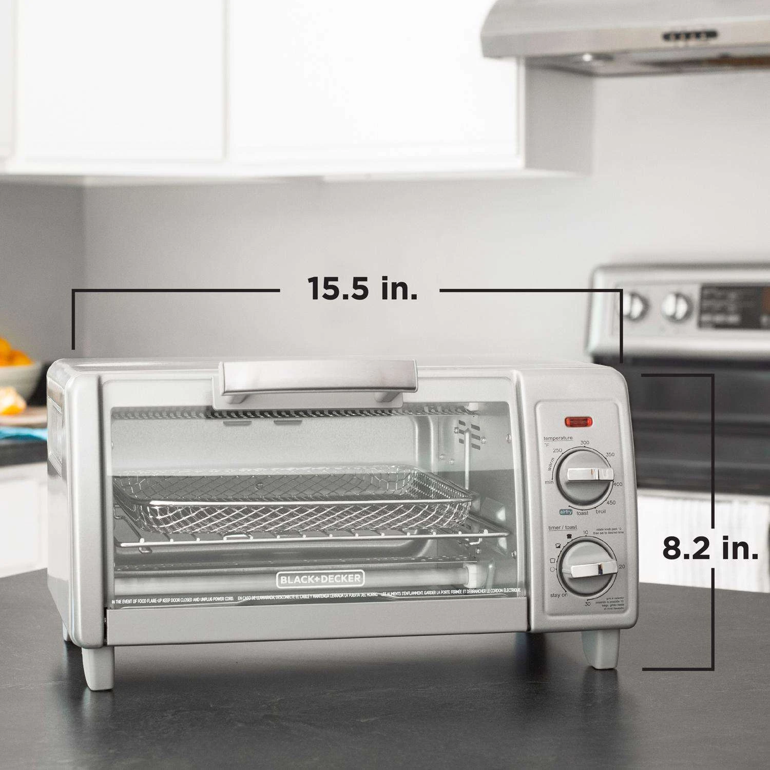 Black & Decker Black+Decker Crisp 'N Bake Stainless Steel Silver 4 Slot Toaster Oven 8 In. H X 15 In. W X 11 In. D 5 Black & Decker Black+Decker Crisp 'N Bake Stainless Steel Silver 4 Slot Toaster Oven 8 In. H X 15 In. W X 11 In. D - Image 3